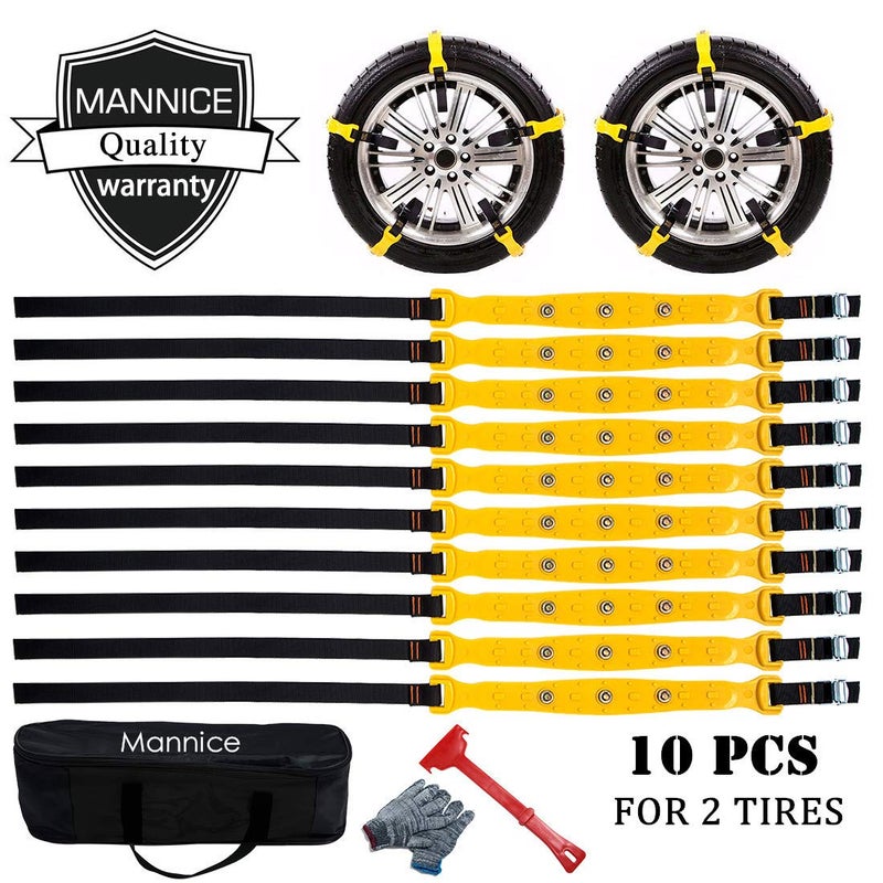 Mannice Snow Chains for SUV Car Anti Slip Adjustable Universal Emergency Thickening Anti Skid Tire Chain,Winter Driving Security Chains,Traction Mud Chains for Tire Width 7.2-11.6",10 Pcs - Image 2